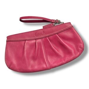 Coach Bag Pink Fuchsia Leather Clutch Wristlet Purse
